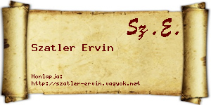 Szatler Ervin névjegykártya